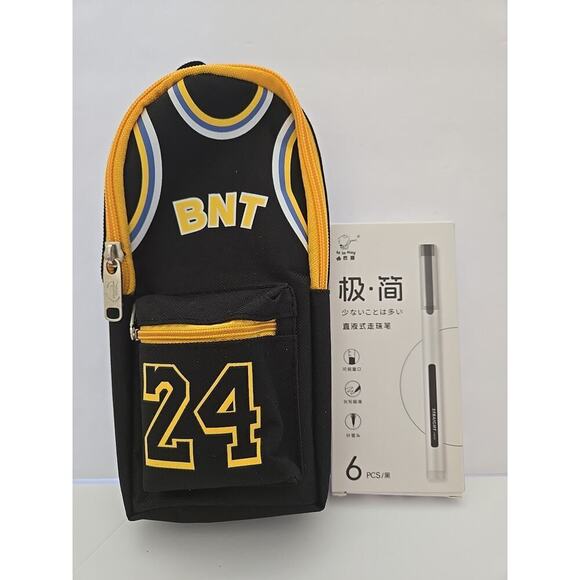 New Kobe Bry 24 Pencil Phone Bag With 1 Pack Pens 6 Waterproof School Black Gold - Picture 9 of 11